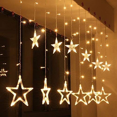 Desidiya Warm White Diya/Diwali Light Curtain, Led String Copper Lights with Pack of 12 Hanging Diyas, 8 Flashing Modes, Decoration, Prong Base, 2.5 Meters