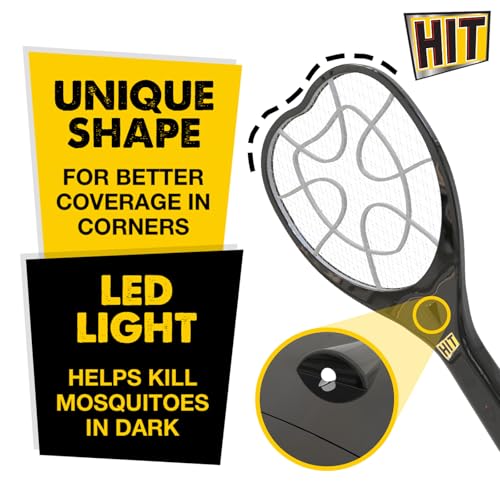 HIT Anti Mosquito Racquet | 6 months Warranty | Rechargeable Mosquito Killer Bat with LED Light | Charge Before Use