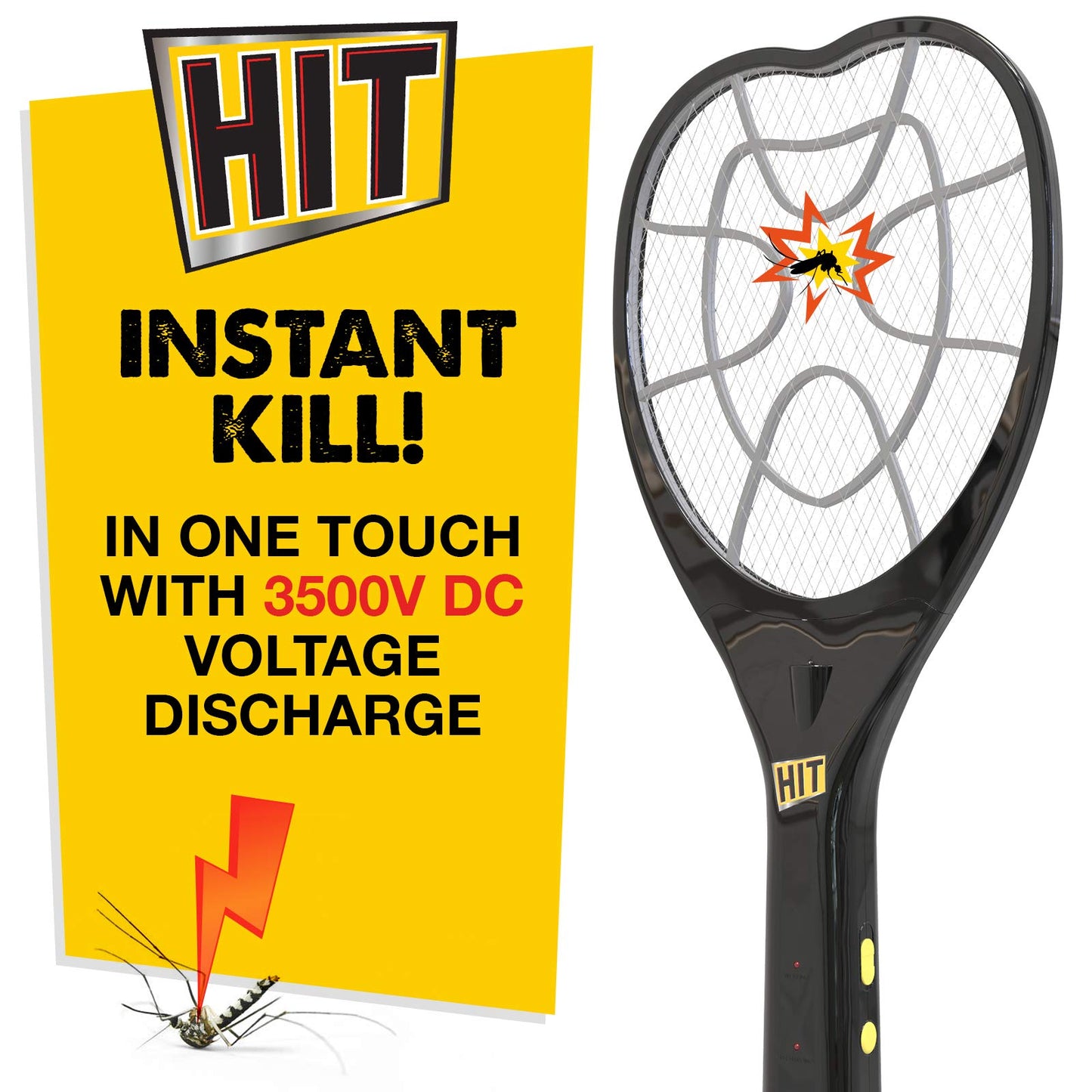 HIT Anti Mosquito Racquet | 6 months Warranty | Rechargeable Mosquito Killer Bat with LED Light | Charge Before Use