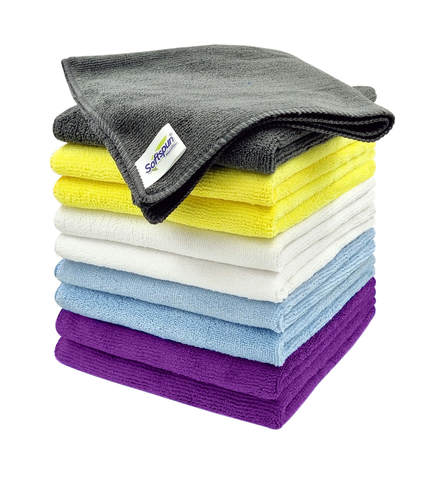 SOFTSPUN Microfiber Cloth - 4 pcs - 40x40 cms - 340 GSM Grey! Thick Lint & Streak-Free Multipurpose Cloths - Automotive Microfibre Towels for Car Bike Cleaning Polishing Washing & Detailing.…