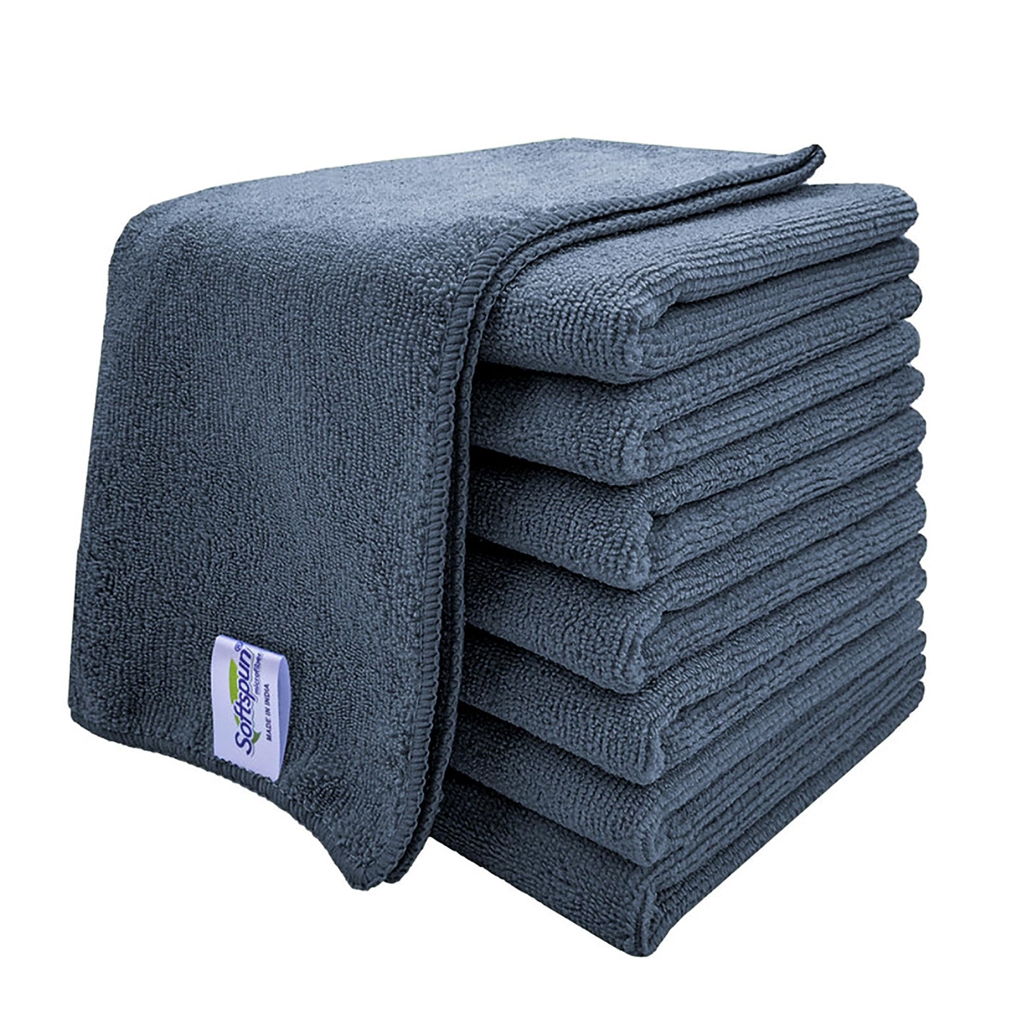 SOFTSPUN Microfiber Cloth - 4 pcs - 40x40 cms - 340 GSM Grey! Thick Lint & Streak-Free Multipurpose Cloths - Automotive Microfibre Towels for Car Bike Cleaning Polishing Washing & Detailing.…