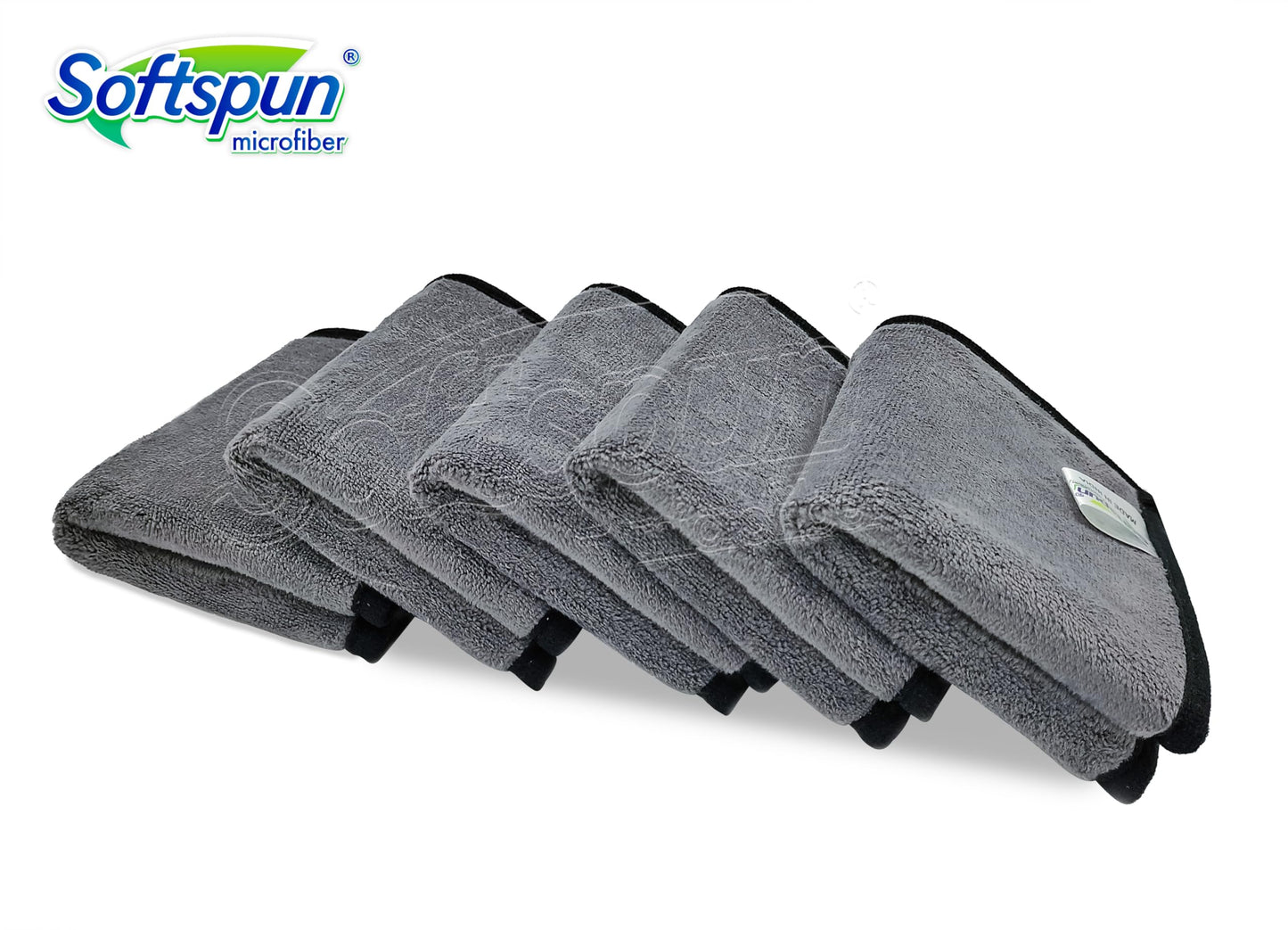 SOFTSPUN Microfiber Cloth - 4 pcs - 40x40 cms - 340 GSM Grey! Thick Lint & Streak-Free Multipurpose Cloths - Automotive Microfibre Towels for Car Bike Cleaning Polishing Washing & Detailing.…