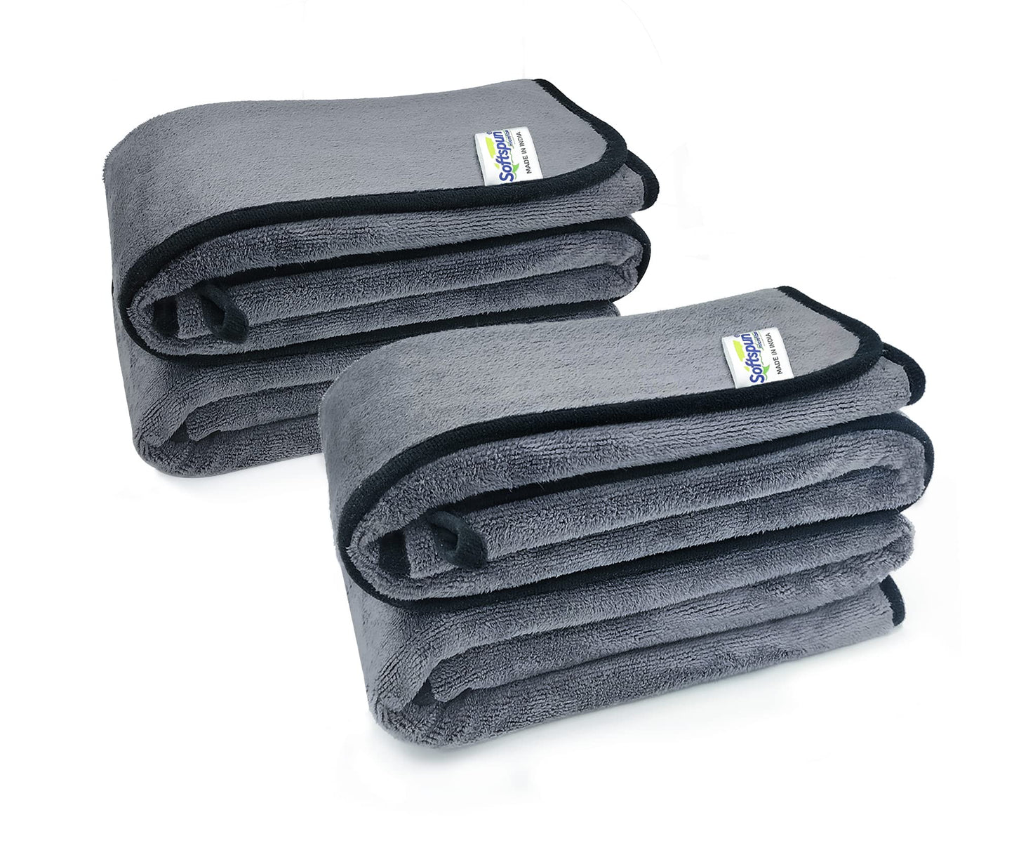 SOFTSPUN Microfiber Cloth - 4 pcs - 40x40 cms - 340 GSM Grey! Thick Lint & Streak-Free Multipurpose Cloths - Automotive Microfibre Towels for Car Bike Cleaning Polishing Washing & Detailing.…